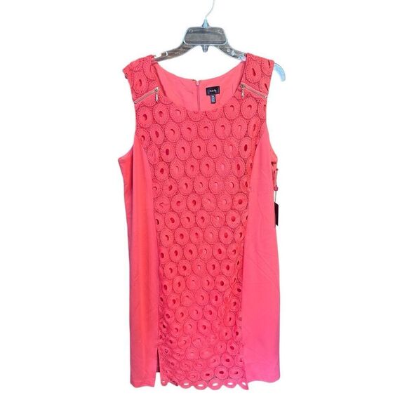 Rafaella Sleeveless embroidered coral dress Sz 1X NWT - Picture 1 of 8